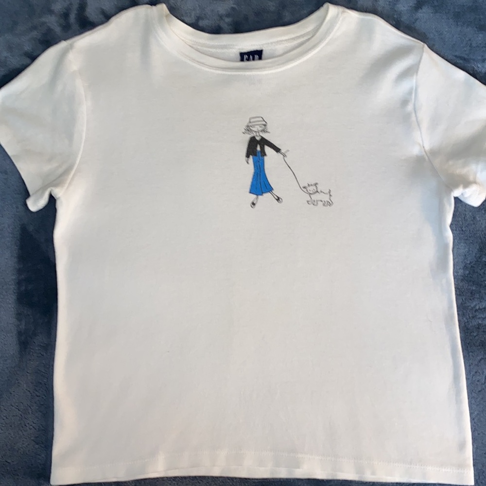 Vintage Gap Tee Shirt of Glitter Girl Walking Dog - Picture 5 of 5